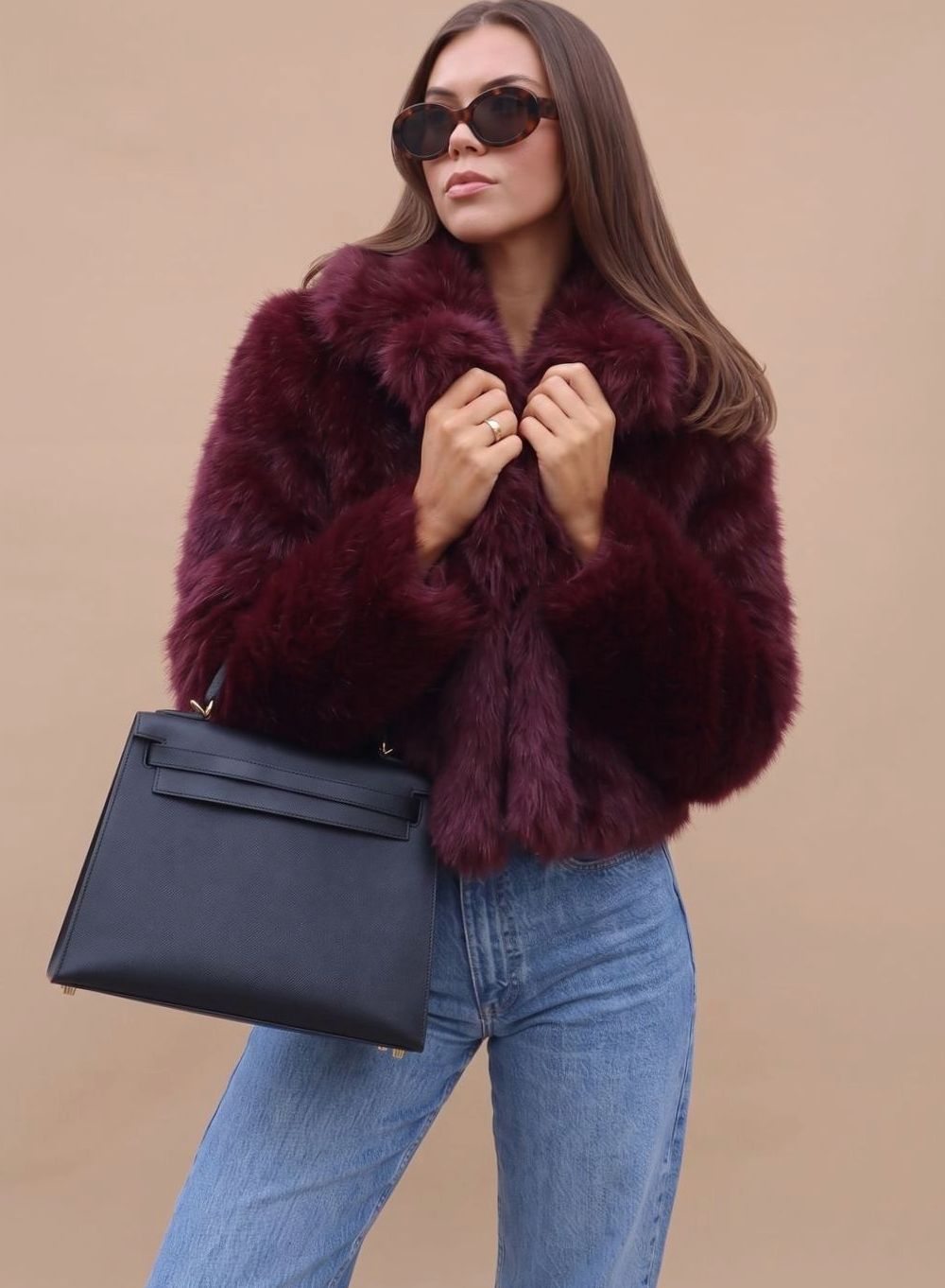 Elisabeth Faux Fur Fitted Cropped Coat