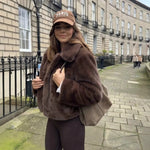 Emilia Faux Fur Collared Cropped Jacket