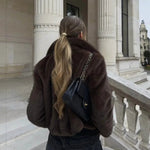 Emilia Faux Fur Collared Cropped Jacket