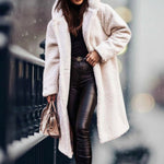Mia Long Open-Front Teddy Coat