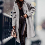 Mia Long Open-Front Teddy Coat