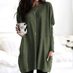 Leonie Long Oversized Crewneck Sweater with Pockets