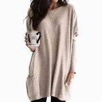 Leonie Long Oversized Crewneck Sweater with Pockets
