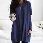 Leonie Long Oversized Crewneck Sweater with Pockets