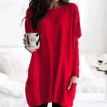 Leonie Long Oversized Crewneck Sweater with Pockets
