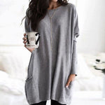 Leonie Long Oversized Crewneck Sweater with Pockets