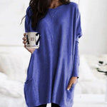 Leonie Long Oversized Crewneck Sweater with Pockets