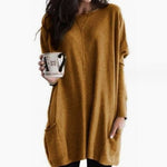 Leonie Long Oversized Crewneck Sweater with Pockets