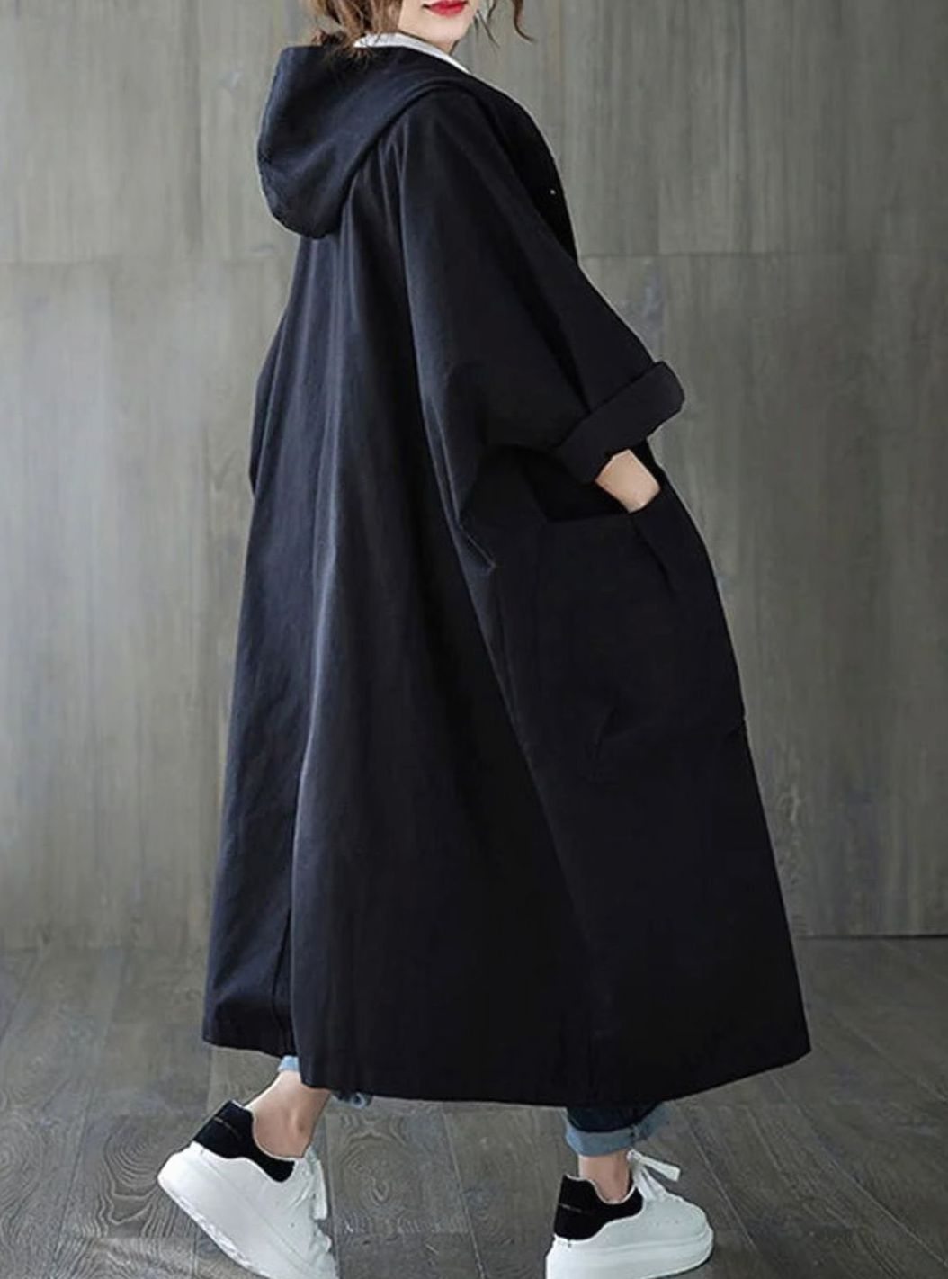 Clara Oversized Hooded Water-Resistant Trench Coat