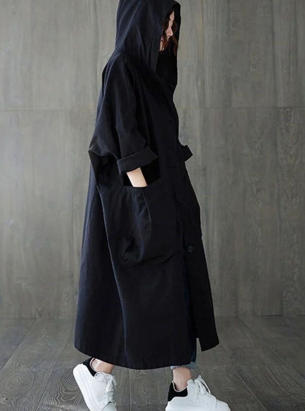 Clara Oversized Hooded Water-Resistant Trench Coat