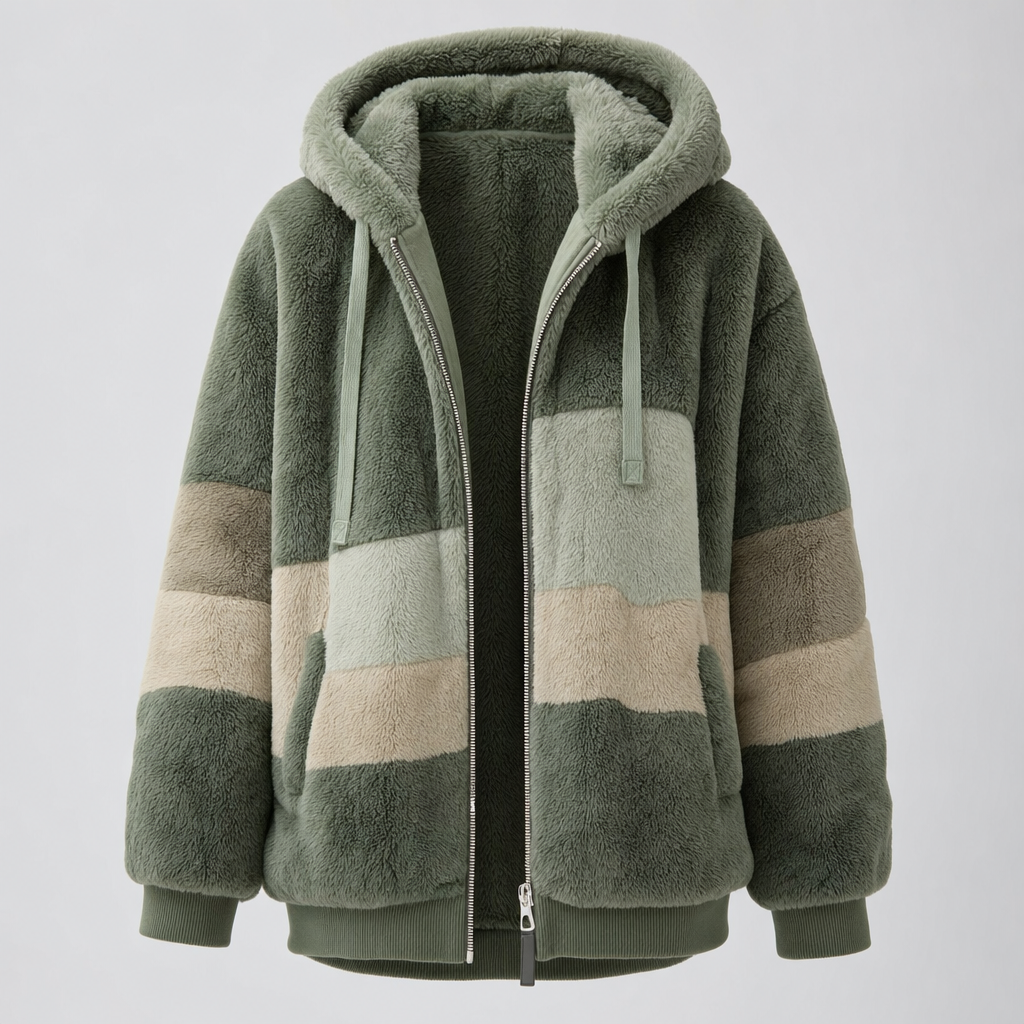 Larkhill Oversized Fleece Jacket in army green, product shot