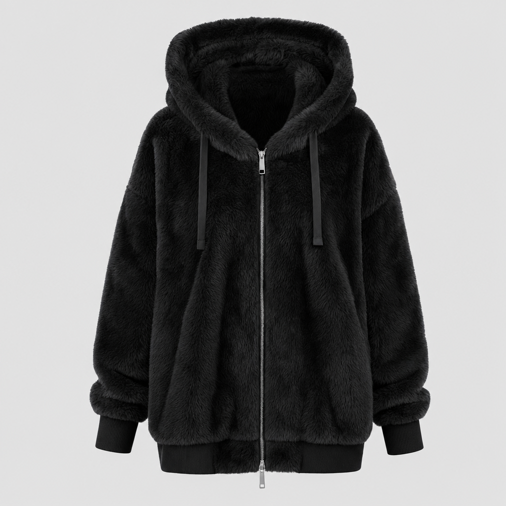 Larkhill Oversized Fleece Jacket in black, product shot