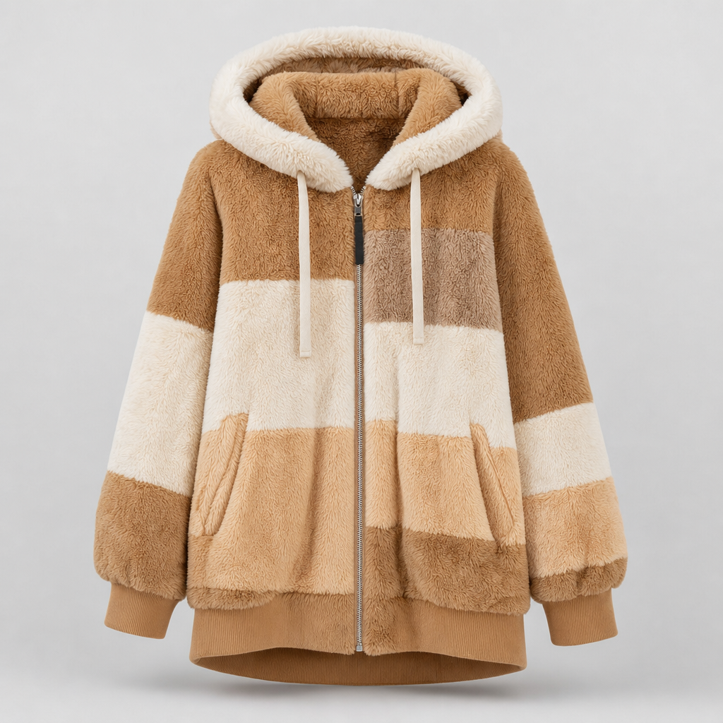 Larkhill Oversized Fleece Jacket in caramel, product shot