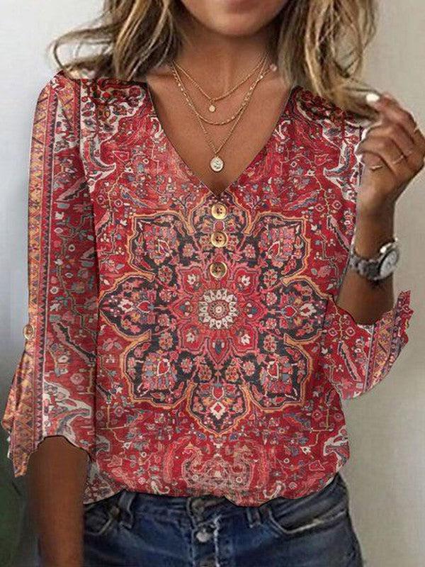 Elfriede Bohemian Print Blouse