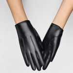 Ledbury Leather Gloves in black, stitching detail