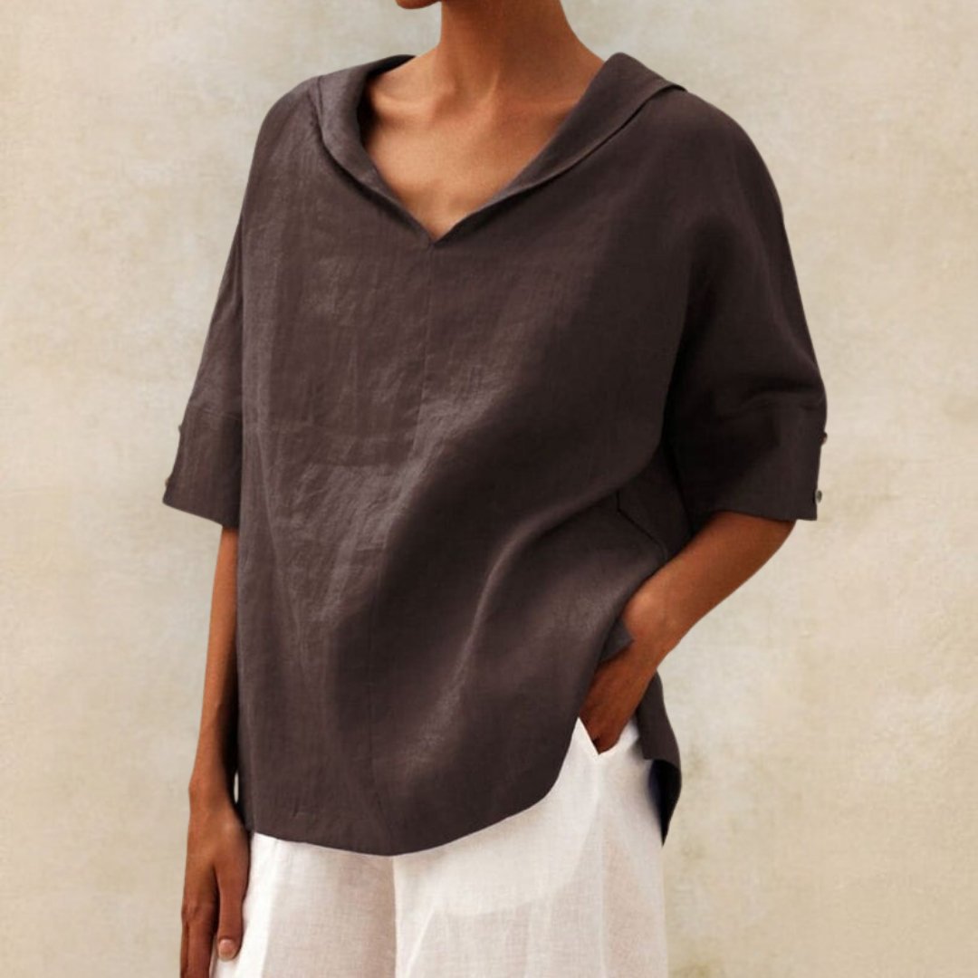 Daniela Spring Relaxed V-Neck Top