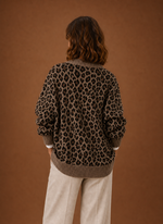 Women's Knit Cardigan - Leopard Long-Sleeve Sweater | Areleon