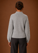 Women's Knit Pullover - Pearl Embellished Sweater | Areleon