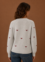 Women's Crew Neck Pullover - Heart Print Long Sleeve Sweater | Areleon