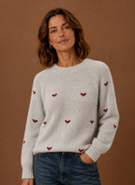 Women's Crew Neck Pullover - Heart Print Long Sleeve Sweater | Areleon