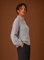 Women's Knit Pullover - Pearl Embellished Sweater | Areleon