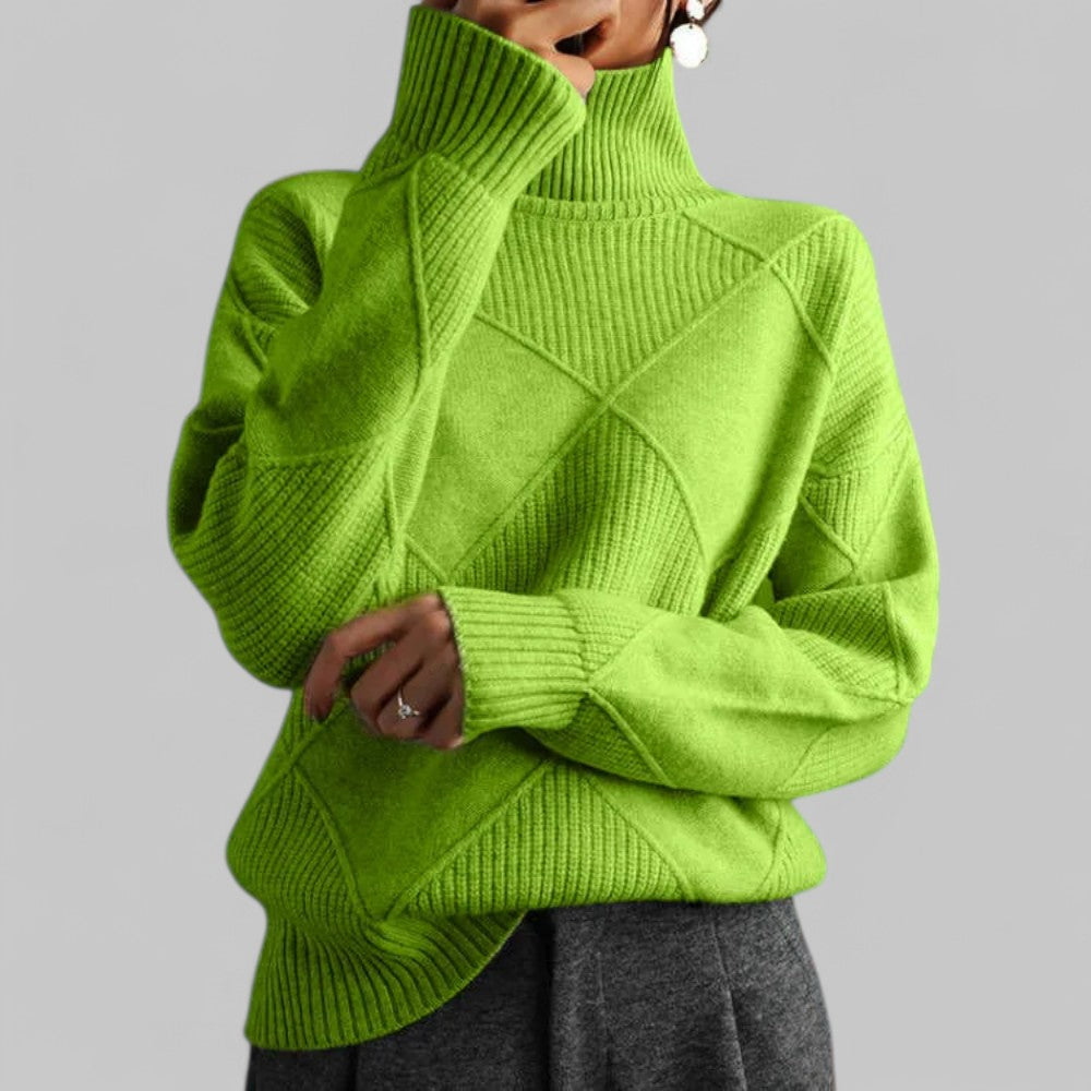 Barbara Oversized Patterned Turtleneck Sweater