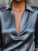 Jessica Spring Satin V-Neck Blouse