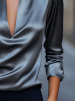 Jessica Spring Satin V-Neck Blouse