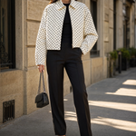 Margaux polka dot cropped bomber jacket, front view