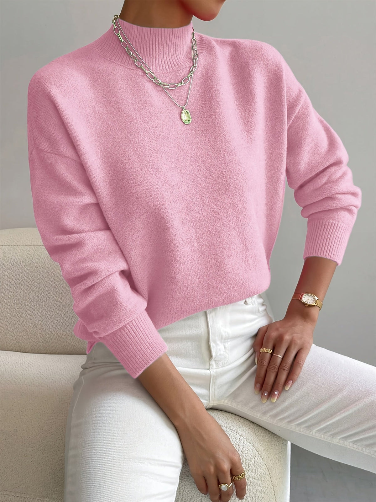 Eva Spring Mock Neck Sweater