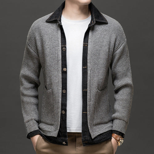 Albert Button-Front Knit Cardigan with Collar