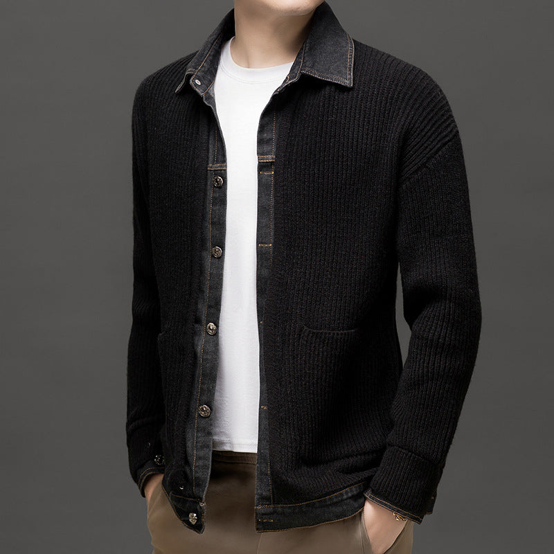 Albert Button-Front Knit Cardigan with Collar