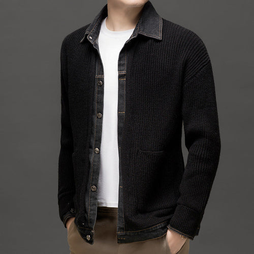 Albert Button-Front Knit Cardigan with Collar