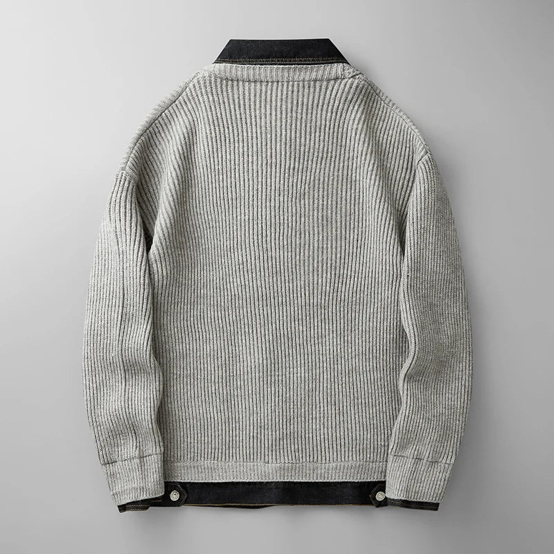 Albert Button-Front Knit Cardigan with Collar