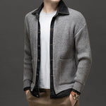 Albert Button-Front Knit Cardigan with Collar