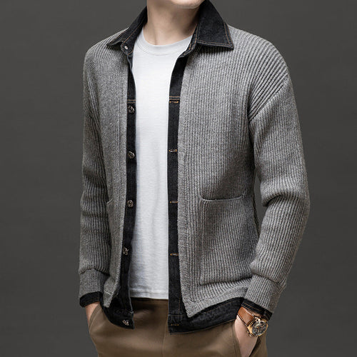Albert Button-Front Knit Cardigan with Collar