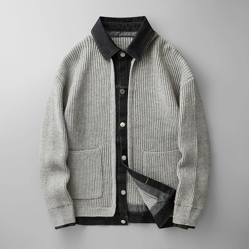 Albert Button-Front Knit Cardigan with Collar