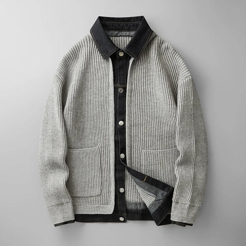 Albert Button-Front Knit Cardigan with Collar
