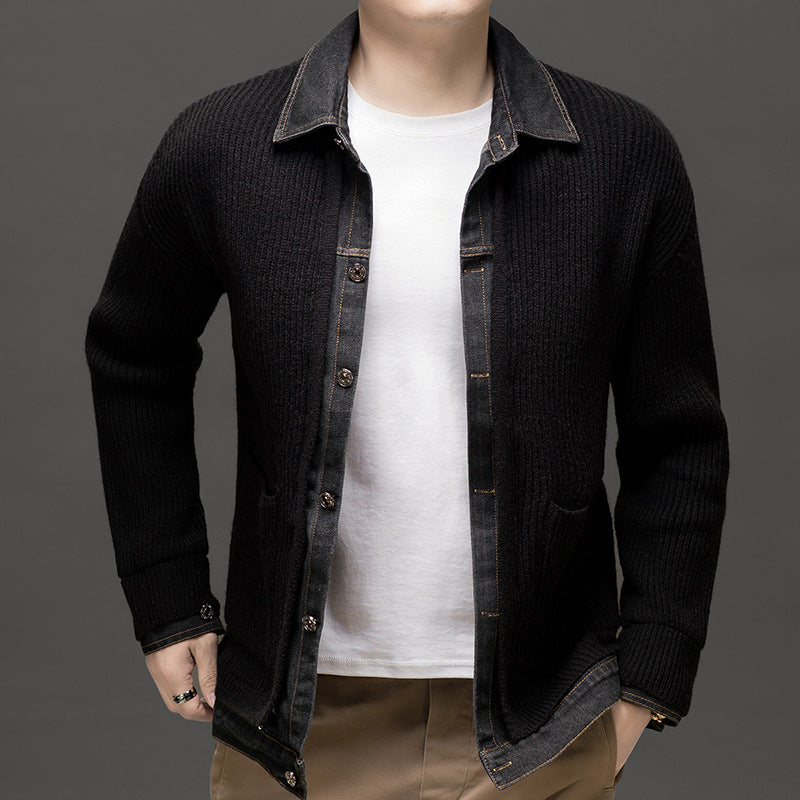 Albert Button-Front Knit Cardigan with Collar