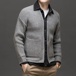 Albert Button-Front Knit Cardigan with Collar