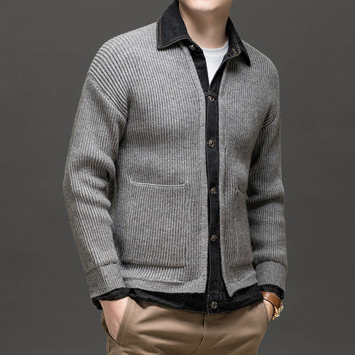 Albert Button-Front Knit Cardigan with Collar