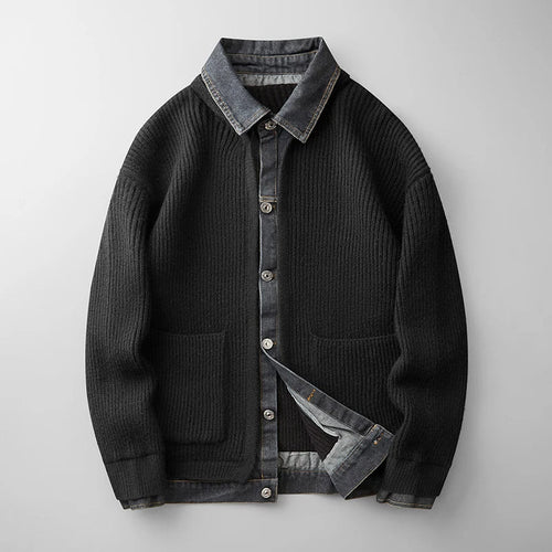 Albert Button-Front Knit Cardigan with Collar