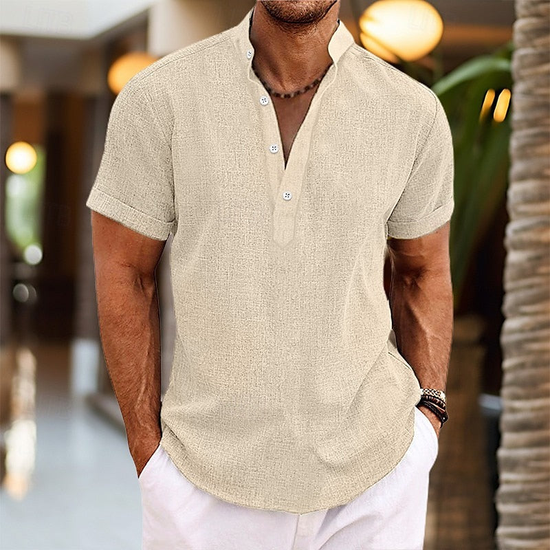 Emil Short Sleeve Button Henley Shirt
