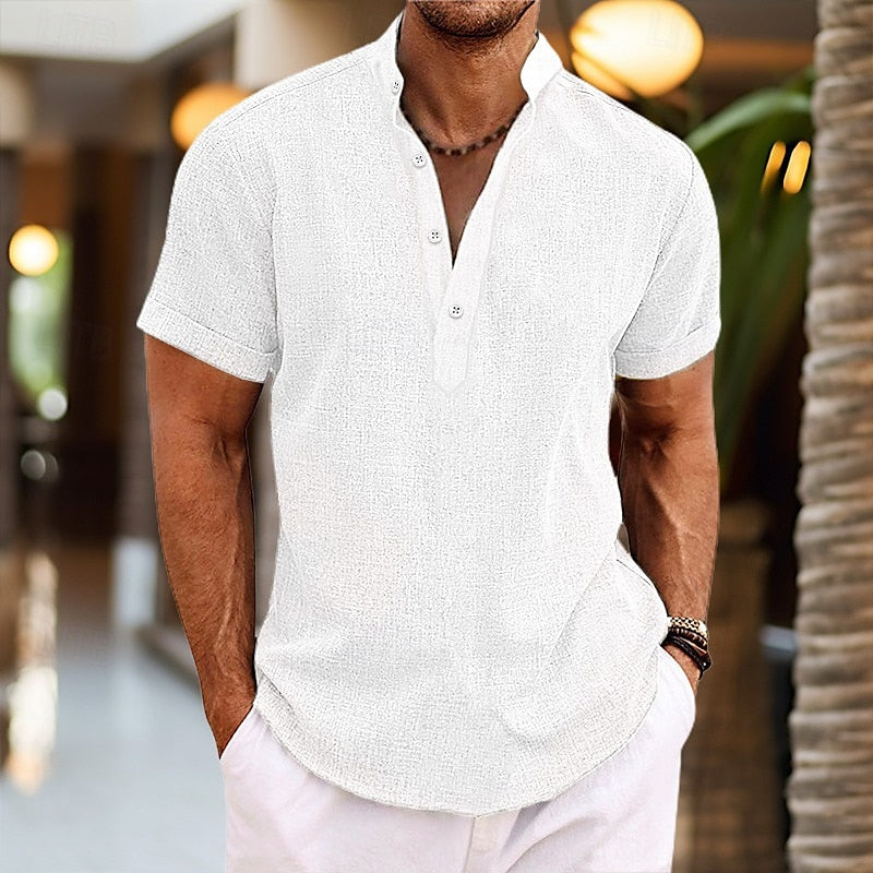 Emil Short Sleeve Button Henley Shirt