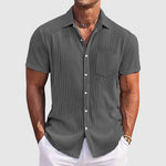 Arthur Ribbed Short-Sleeve Button-Up Shirt