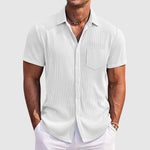 Arthur Ribbed Short-Sleeve Button-Up Shirt