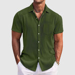 Arthur Ribbed Short-Sleeve Button-Up Shirt