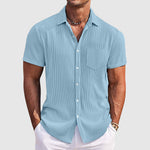 Arthur Ribbed Short-Sleeve Button-Up Shirt