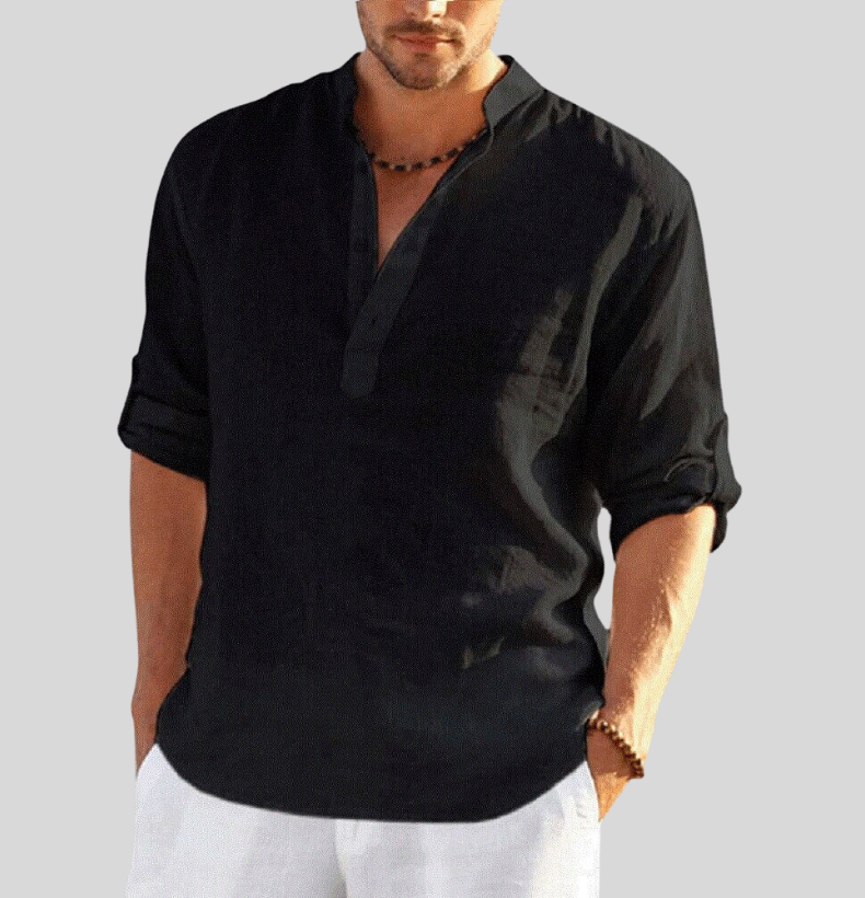 Felix Casual Stand Collar Half-Button Shirt