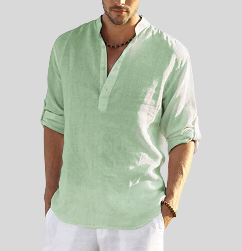 Felix Casual Stand Collar Half-Button Shirt